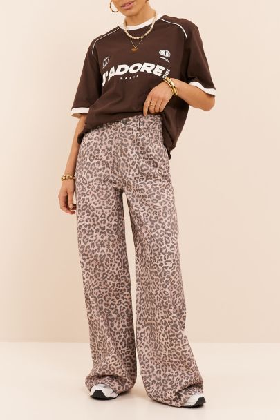 Leopard print baperbag jeans