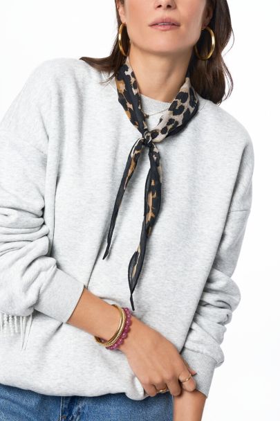 Panterprint sjaal met zwarte rand