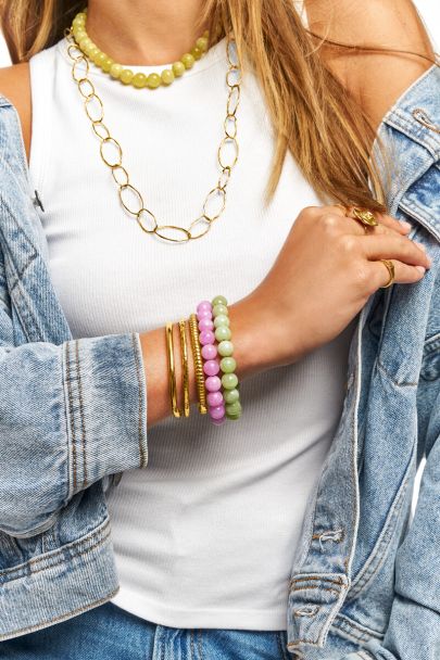 Bracelet rose p&acirc;le avec perles