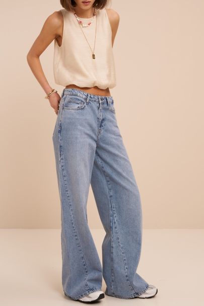 Jean flare en denim bleu clair