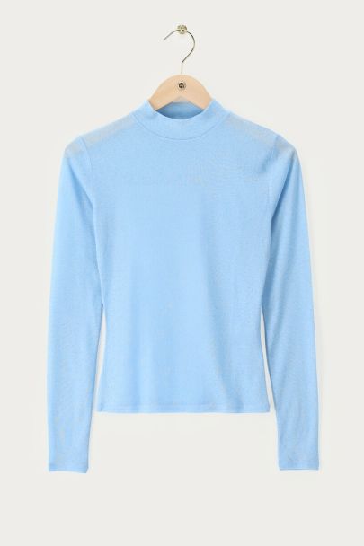 Lichtblauwe mesh top met col