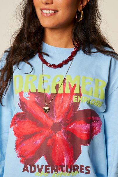 Lichtblauw T-shirt met lange mouwen "Dreamers"