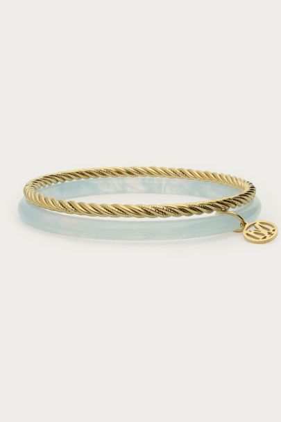 Licht blauwe dunne bangle set