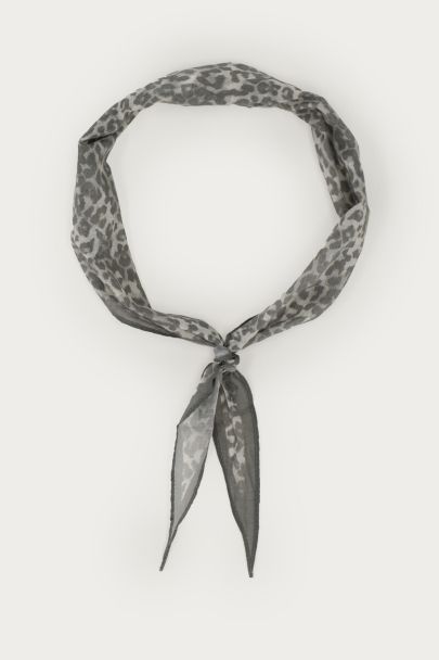 Brown light scarf with leopard print | My Jewellery