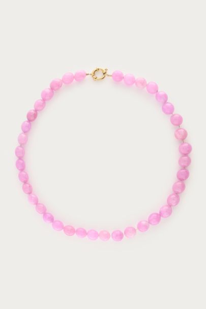 Collier de perles fantaisie rose p&acirc;le
