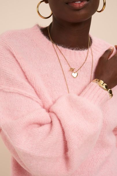 Pull oversize rose p&acirc;le en maille