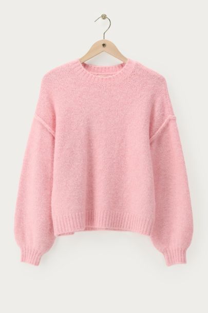 Pull oversize rose pâle en maille