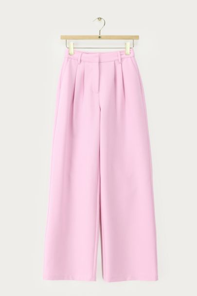 Pantalon large rose pâle à plis 