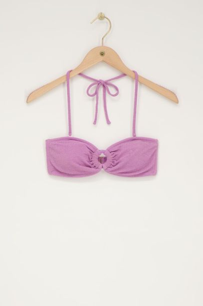 Lilac bandeau bikini top with lurex