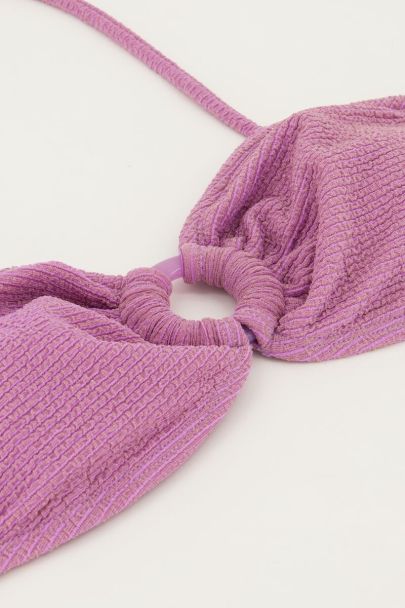 Top de bikini bandeau lilas en lurex