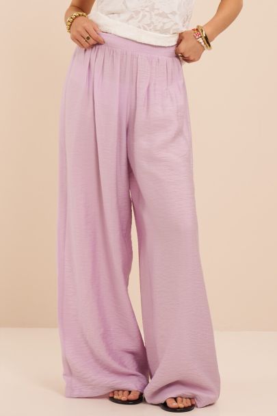 Lilac basic wide leg trousers with elastic band