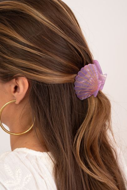 Lila mini-haarclip schelp