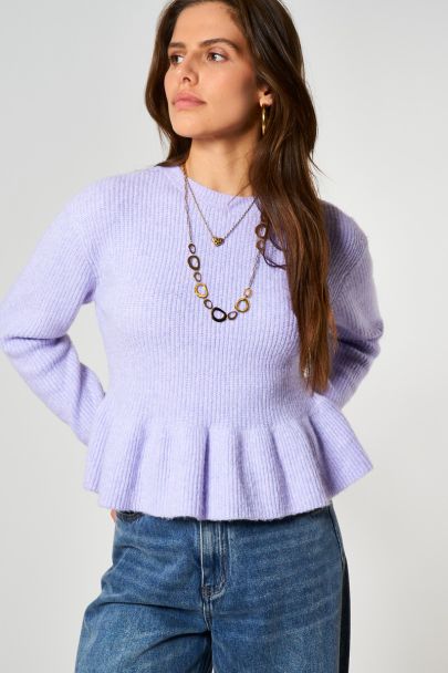 Pull péplum lilas