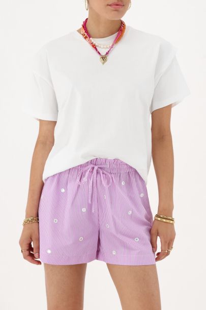 Lila gestreepte short met spiegeltjes