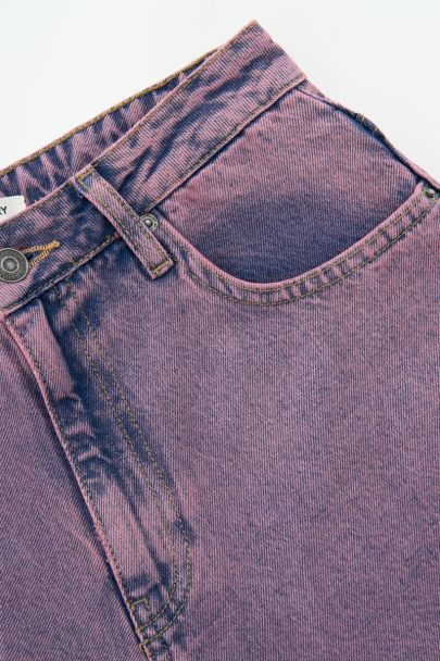 Lila wide leg jeans in verwassen look