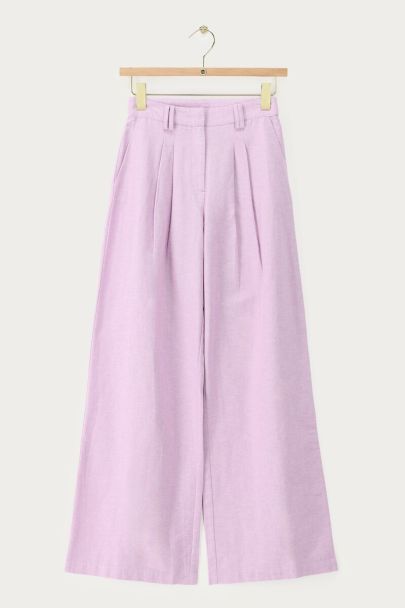 Pantalon lilas large aspect lin