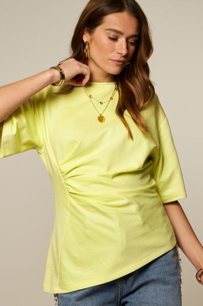 Lime groen T-shirt met plooidetail
