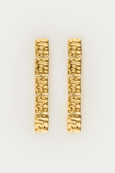 Boucles d'oreilles pendantes avec carrés "martelés"