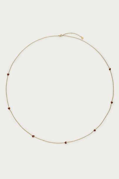 Long minimalist necklace with red hearts