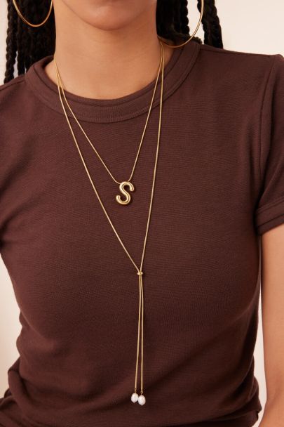 Long collier Y avec perles d&rsquo;eau douce