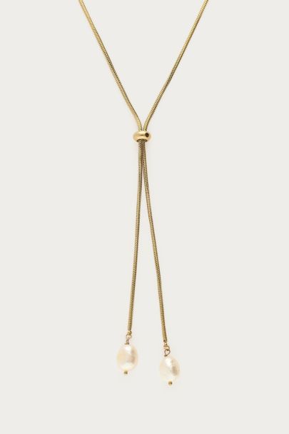 Long collier Y avec perles d&rsquo;eau douce