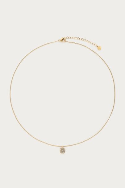 Love ketting met vierkante strass steen