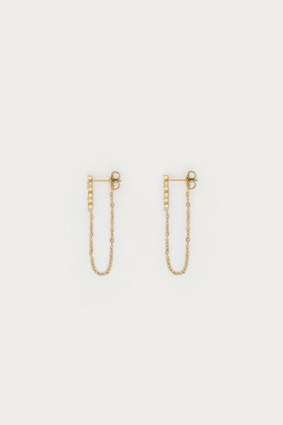Magical studs with rhinestones and chain