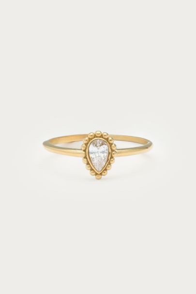 Magical vintage druppel ring met strass steen