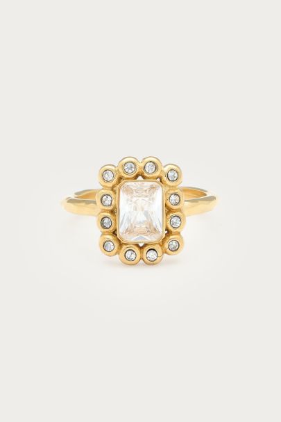 Magical Vintage vierkantiger Ring mit Strassstein