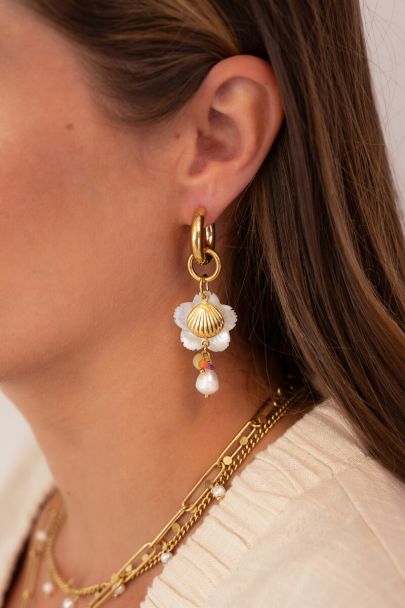 Boucles d'oreilles Mer avec perles fantaisie et coquillage