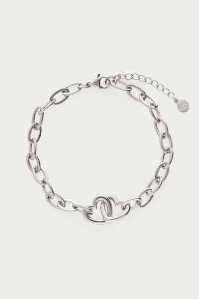 Midnight armband met twee hartjes