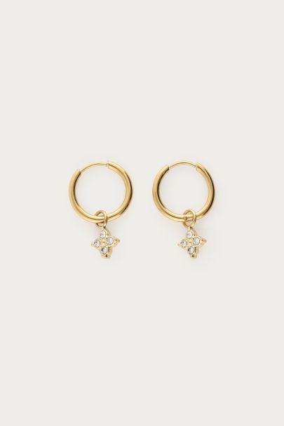 Midnight mini hoop earrings pointed clover