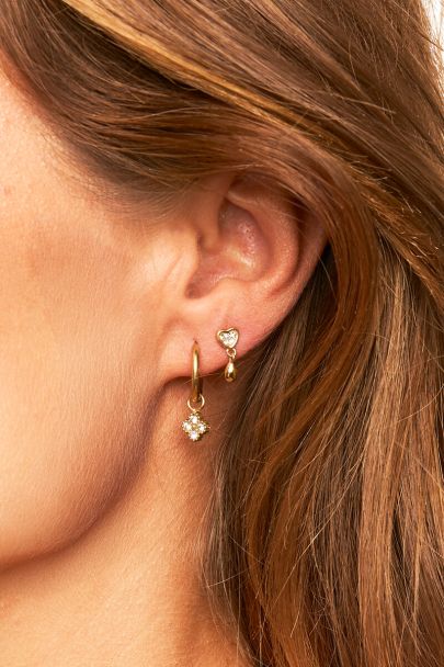 Mini pendientes Midnight con trébol redondo