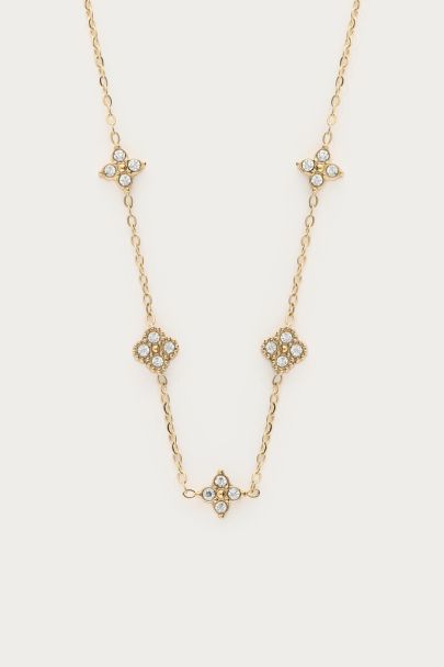 Midnight necklace with five rhinestone clovers