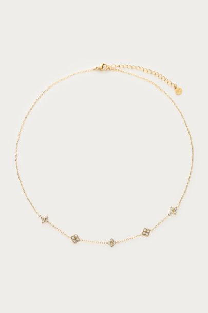 Midnight ketting met vijf strass klavers