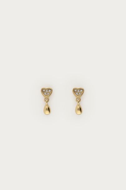 Midnight studs met hart en druppel