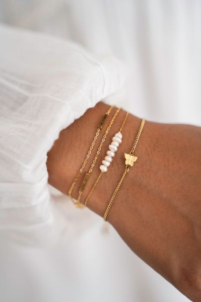 Minimalistische armband met zoetwaterparels