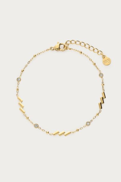 Minimalist bracelet with diagonal stripes and rhinestones