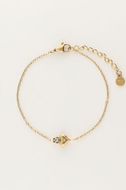 Minimalistische armband met hart & bloemetje