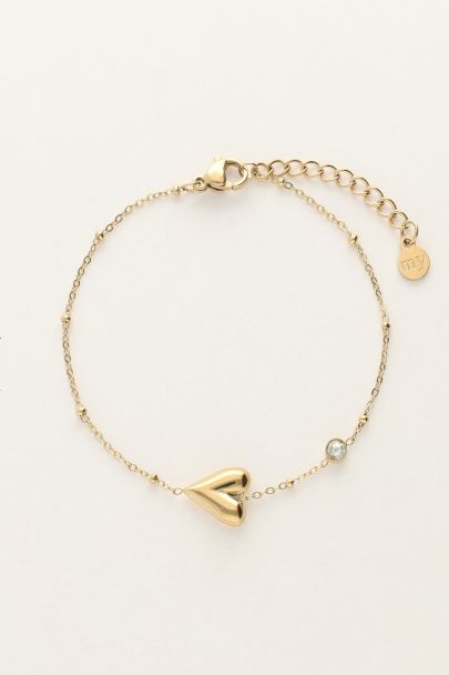 Minimalist bracelet with heart & rhinestones