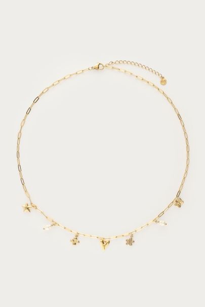 Collier &agrave; maillons minimalistes avec sept charms