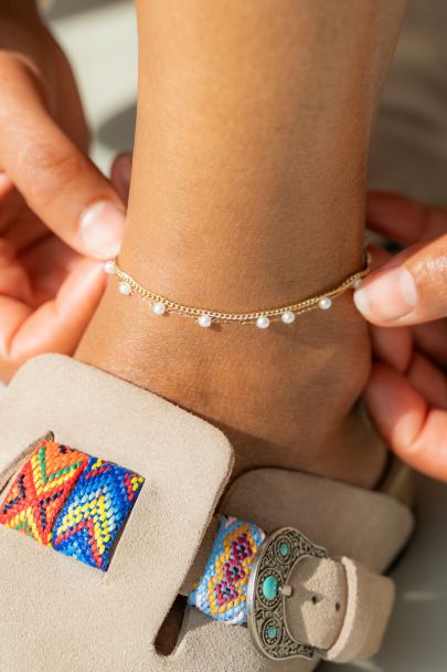 Minimalistisch dubbel enkelbandje met imitatieparels