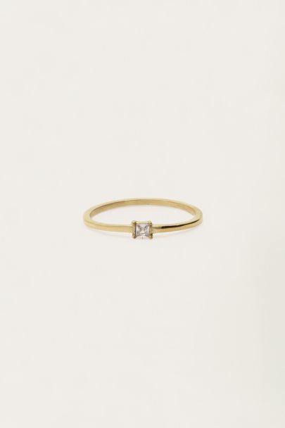 Minimalistische ring met mini vierkante strass
