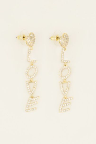 Boucles d&rsquo;oreilles avec lettres love et strass