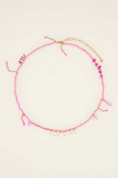 Sunchasers ketting met roze kralen & zoetwaterparels