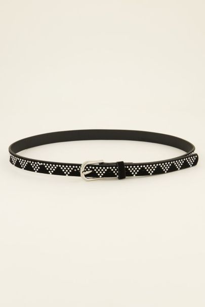 Ceinture noire clous argentés motifs triangles