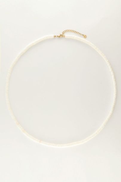 Collier Equal avec perles plates blanches