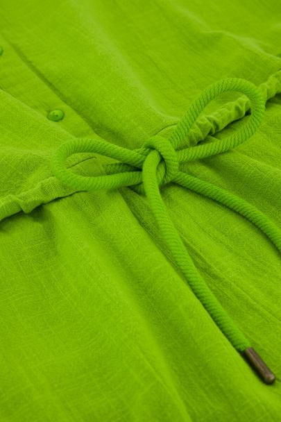 Groene linnen look playsuit met strikkoord