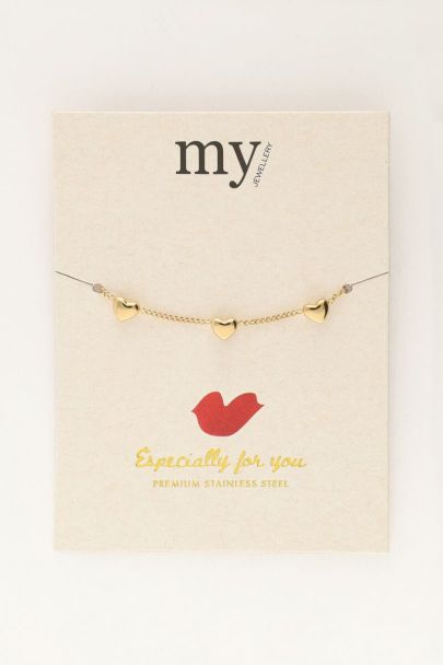 Armband met vijf hartjes