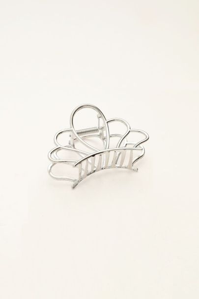 Silver coloured shell hair clip